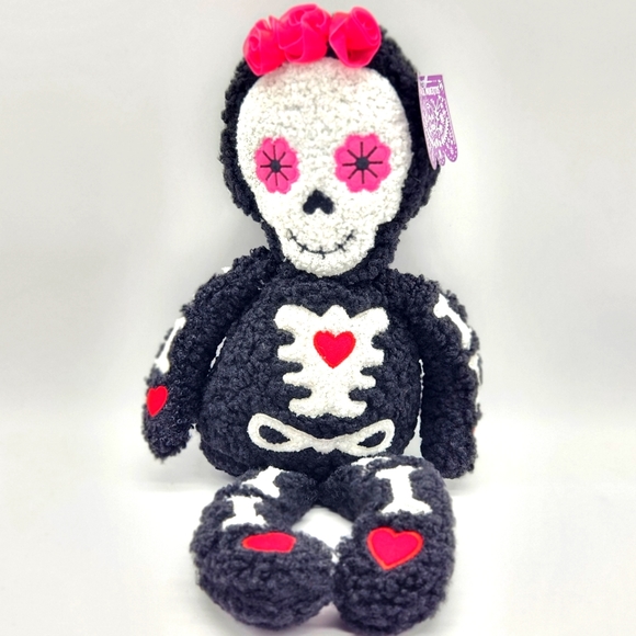 Dia de los muertos weighted Doll Self sitter Skeleton Girl Plush - Picture 1 of 10